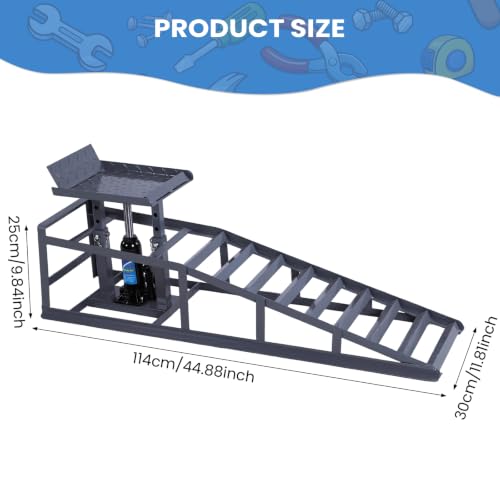 2 PCS Heavy Duty Steel Car Lift Ramp Adjust Heights 9.8-15in Hydraulic Low Profile Car Ramps 5T/11000LBS Capacity for Home Garage Maintenance Oil Changes