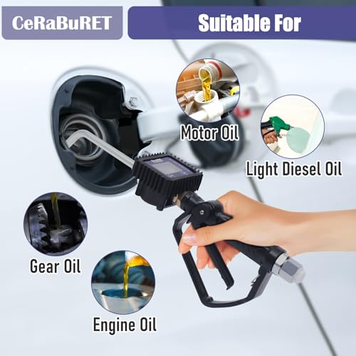 Heavy Duty Air Operated Oil Transfer Pump Digital Oil Fluid Dispenser Pump Control Valve Meter Nozzle, Electronic Metering Oil Gun Refueling Gun Tool for Refueling Trucks (US Stock) - color: Style-B