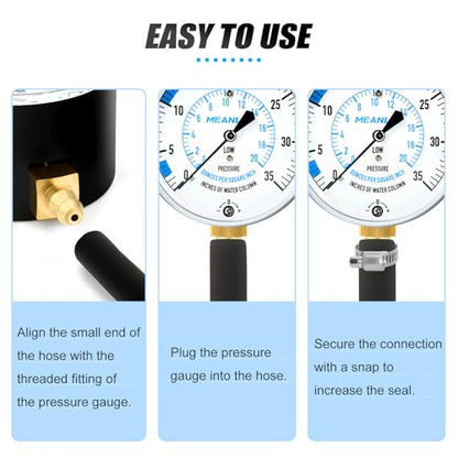 MEANLIN MEASURE 0-35” WC Manifold Gas Pressure Test Kit, Pressure Gauge Kit for Natural Gas or LP Gas with 40" Feet Hose, 1/8” NPT Fitting with Barbed Connection and Hex Bushing - style: 0-35” WC
