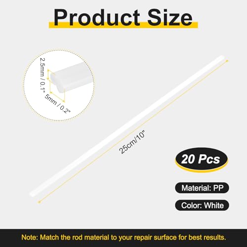 HARFINGTON 2set(10pcs) Plastic Welding Rods 10inch PP Welding Strips Welder Rods for Car Bumper Kayak Daily Repair Plastic Welder Car Bumpers, White - color: White, size: 10inch