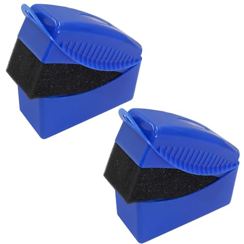 2Pcs Tire Dressing Applicators,Tire Shine Applicator Pads,Reusable Tire Dressing Sponge Pad Car Tire Applicator Pads with Lid for Car Glass, Painted Steel & Porcelain (Blue, Rectangular - size: Blue, Rectangular