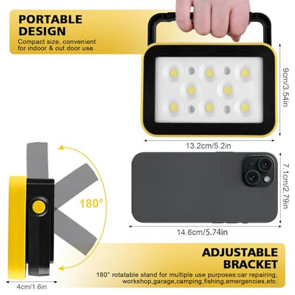 AUMIO 2-Pack Rechargeable LED Work Light, Portable Flood Light with 5 Modes | 3000LM Brightness | USB-C Rechargeable | Foldable Stand | Wide Floodlight Beam | Ideal for Garage & Camping - color: COB 2-Pack