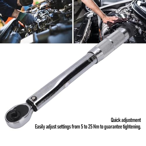 1/4 Inch Drive Click Torque Wrench, 5 to 25Nm High Precision Torque Wrench, Adjustable Pre Set for Car, Bike Maintenance