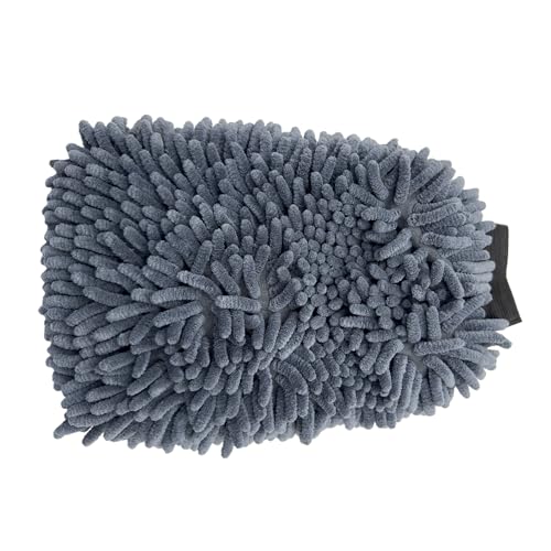 Grey Extra Large Size 7.5" X 11.5" Chenille Premium Scratch Free Microfiber Wash Mitt for Car Washing, Ultra-Soft Car Wash Glove, Swirl Free Finish, Safe for Trucks, SUVs, Motos, and More