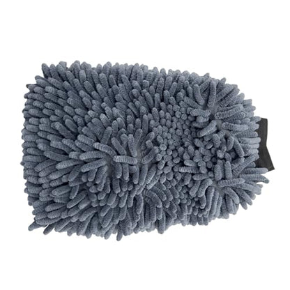 Grey Extra Large Size 7.5" X 11.5" Chenille Premium Scratch Free Microfiber Wash Mitt for Car Washing, Ultra-Soft Car Wash Glove, Swirl Free Finish, Safe for Trucks, SUVs, Motos, and More