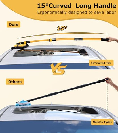 anngrowy 47.64" Car Wash Brush Mop Kit Mitt Sponge with Long Handle Car Cleaning Supplies Kit Tools Car Washing Duster Exterior Scratch Free, Chenille Replacement Head Extension Pole - color: Black 2