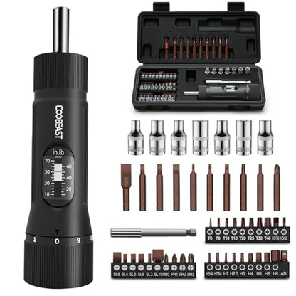 coobeast 49 Pcs Torque Screwdriver 10-70 Inch Pound Torque Screwdriver Set with S2 Bits & Sockets, 1/4” Drive Torque Wrench Screwdriver Set for Maintenance, Tools, Bike Repairing and Mounting - size: 49 PCS