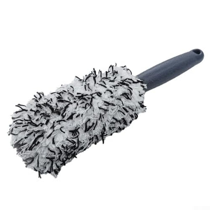 Soft Bristle Wheel Brush for Car Detailing - No Scratch Rim Cleaner with Microfiber Head for Brake Dust Removal on All Wheels(black and white) - color: black and white