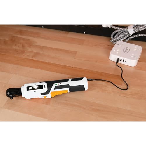 Performance Tool 4V 1/4 Inch Drive Cordless Ratchet - 0-230 RPM, 92 inch/lb Torque, Electric Ratchet, LED Light, USB-C, Electric Wrench, Auto Repair, White/Black