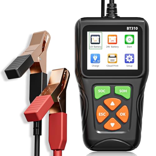 12V/24V Car Battery Load Tester Automotive – 100-2000 CCA Alternator & Charging Analyzer, QR Code Cloud Report No App Needed, for Car Truck SUV Motorcycle Snowmobile Boat