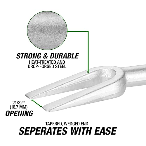 OEMTOOLS 25202 Ball Joint Separator, 15/16 Inch Pickle Fork Tool, Heavy Duty Steel Tie Rod Removal Tool, Ball Joint Removal Tool, And Joint Splitter - size: 15/16 In.