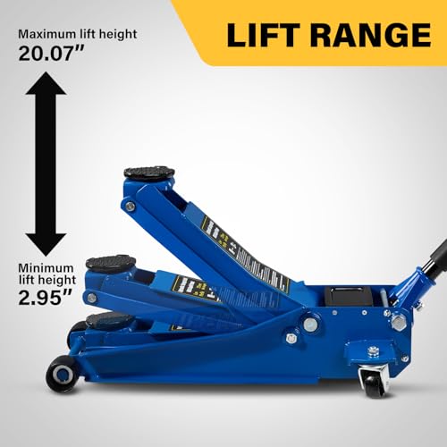 3 Ton Floor Jack Steel Hydraulic Jack with Dual Piston Quick Lift Pump | for Sport Utility Vehicle 6600 lb Capacity Blue