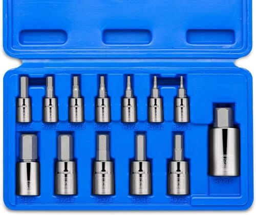 Neiko 10075A SAE Hex Bit Socket Set | 13-Piece Set | S2 Steel - size: 13 Piece, style: Allen Hex Bit