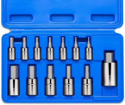 Neiko 10075A SAE Hex Bit Socket Set | 13-Piece Set | S2 Steel - size: 13 Piece, style: Allen Hex Bit