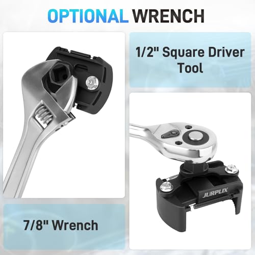 2PCS Universal Adjustable Oil Filter Wrench 60-80 mm & 80-105 mm, Oil Filter Removal Tool with Auto-Clamp Spring, 1/2" Drive Cap Wrench Set with Non-Slip Jaws, Fits Small to Heavy Duty Spin-on Filters - size: 60-80 mm & 80-105 mm