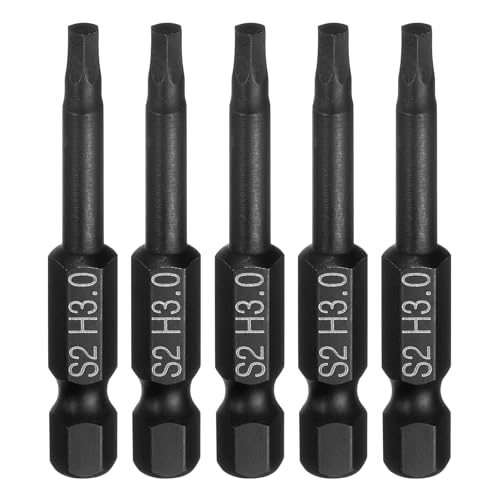 HARFINGTON 5pcs Flat Hex Head Drill Bit H3.0 (3mm) Magnetic Tip 1/4" Hex Shank 50mm (2") Long S2 Steel Metric Hexagonal Screw Driver Screwdriver Bits Wrench Socket, Black - color: Black, size: H3.0 + 2" Long