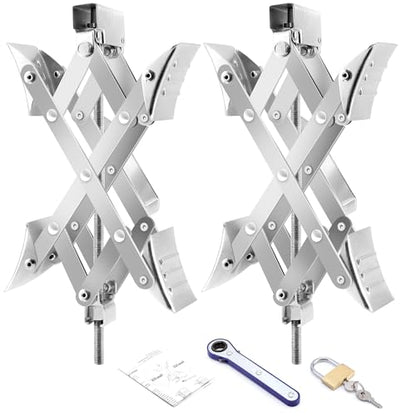 X-Shaped RV Wheel Chock Fit 3.25” to 10.5” Camper Wheel Chock Stabilizer Scissor with Accessories Pair for Travel Trailer, Heavy Duty Tire Wheel Chock Scissor Locking X Chock, 2Pack - size: 10.5inch 2pc