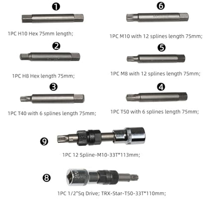 14 Piece Alternator Pulley Remove Kit Free Wheeling Pulley Remover Socket Drills Compatible with Ford Compatible with GM/VW