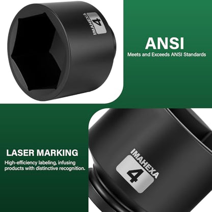 1" Drive Shallow Impact Socket,4 Inch SAE Jumbo Socket,CR-MO 6 Point for Easy Removal of Large Axle Nut（SAE) - size: 1 Inch Shallow 4", style: 1"Drive Shallow Impact Socket