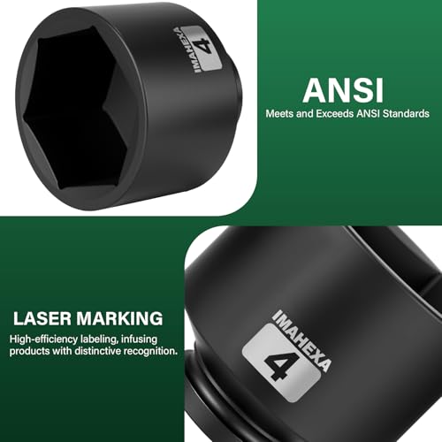 1" Drive Shallow Impact Socket,4 Inch SAE Jumbo Socket,CR-MO 6 Point for Easy Removal of Large Axle Nut（SAE) - size: 1 Inch Shallow 4", style: 1"Drive Shallow Impact Socket
