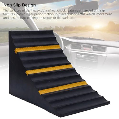 RiToEasysports Heavy Duty Rubber Wheel Chock, Weather Proof Rubber Wheel Stopper 9.8 X 6.3 X 7.5in, Anti Slip Texture, 3 to 5 Ton Capacity, Portable Tire Block for RV Truck Trailer Car ATV