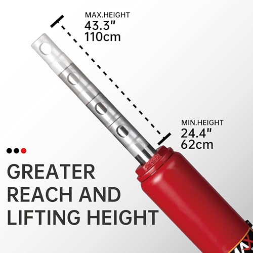 Maxority 8-Ton (16,000 lb) Dual-Piston Quick Lift Clevis Base Long Ram Hydraulic Bottle Jack for Engine Cranes, Engine Lift Hoists with Handle - size: 8 Ton Dual-Pump