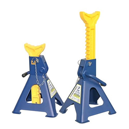 STRONGHOLD 3-Ton (6,000 LB) Safety Pin Ratchet Jack Stands – Heavy-Duty Steel Construction | Enhanced Safety Locking Pin | Sold as a Pair
