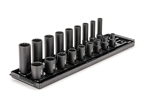TEKTON 3/8 Inch Drive Impact Socket Set, 18-Piece | SID91212 - size: 18-Piece (5/16-3/4 in.)