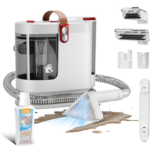 WURESE 15KPa Powerful Portable Upholstery & Carpet Cleaner Machine | Spot cleaner for sofas & cars, long hose, compact storage design