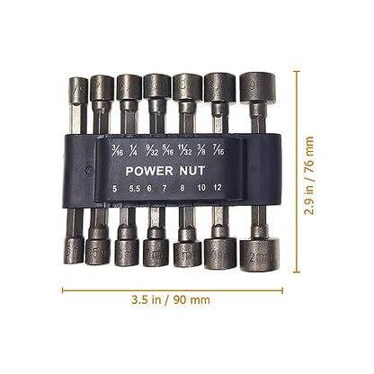 14-Piece Power Nut Driver Bit Set, Metric & SAE Socket Wrench Screw, 1/4" Hex Shank, Impact Tools Kit for Quick-Change Drill