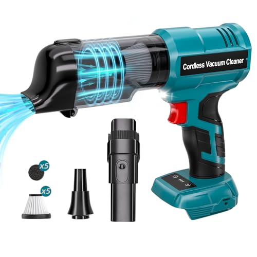 Cordless Handheld Vacuum Cleaner for Makita 18V Battery: 3-Speed Modes Portable Vacuum with 20kPa 105AW Powerful Suction for Car, Pet Hair, Home Cleaning (Tool Only) - color: Blue-for Makita Battery