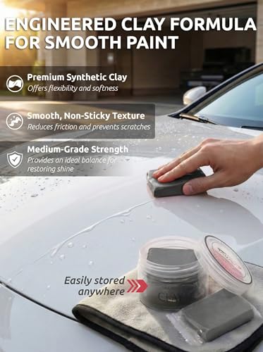 TAKAVU Car Clay Bar, 2 Pack 100g, Medium Grade for Auto Detailing (Grey) | Removes Dirt, Brake Dust, Tree Sap & Overspray, Safe on Paint, Glass & Wheels, Restores Smooth Finish - color: Grey - Clay Bar