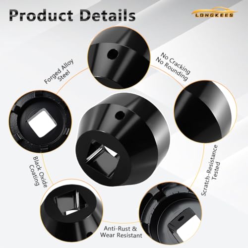 6-Point Pinion Nut Socket Compatible with Detroit Diesel W742589020700, FIT Freightliner & Mercedes-Benz Actros/Atego Heavy Duty Rear Axle Differential Tool, Carbon Steel Service Socket