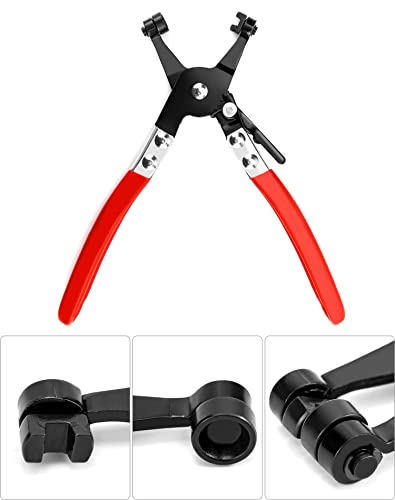QWORK Hose Clamp Pliers Set, 2-Piece Auto Locking Clamps, Flat & 45 Angled Belt Hose Repair Tool