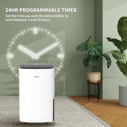 Shinco 86 Pints Dehumidifier for Home and Basements, 5000 Sq.Ft Dehumidifiers with Drain Hose, Auto or Manual Drainage, Auto Defrost, Quietly Remove Moisture, Intelligent Humidity Control, 24HR Timer - color: 5,000 Sq.Ft with Drain Pipe