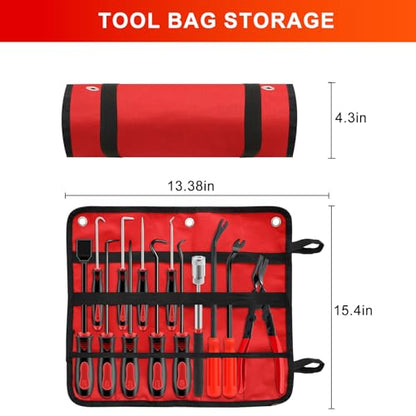 13 Pcs Precision Pick and Hook Tool Set with Clip Removal Plier Rivets Puller Fastener Remover Telescoping Magnetic Pickup Gasket Scraper for Electronics Maintenance Pick Tools Automotive Repair - color: red