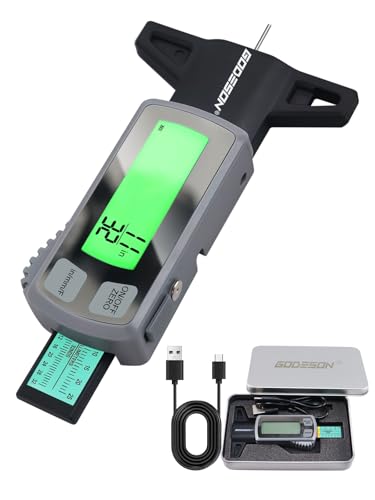 GODESON Tire Tread Depth Gauge,Rechargeable Digital Tire Depth Gauge - USB-C,3-Unit Switch (mm/Decimal/Fraction Inch), Backlit LCD Display, Auto Power Off, 0-32NDS for Car/SUV/Truck Wear Measurement