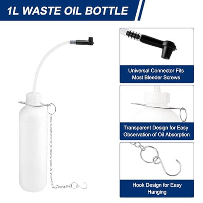 KACOLA 3L Pressure Brake Bleeder Kit, Manual Brake Power Bleeder with 1L Catch Bottle and 4 Master Cylinder Adapters, One-Person Operation for Brake and Clutch Fluid Exchange on Most Cars Trucks