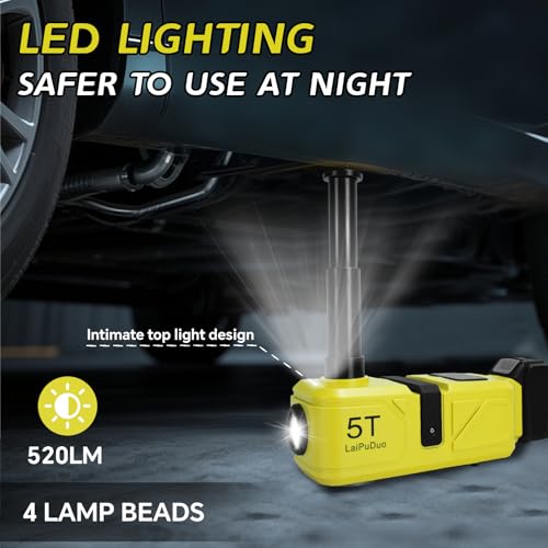 Cordless Electric Car Jack Kit for Dewalt 20V Battery, Cordless Remote Control 5 Ton Hydraulic Car Jack with LED Light for Sedan, SUV,MPV,Truck (NO Battery