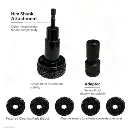 Wheel Hub Cleaning Tool Kit – 10 Pads Wheel Stud and Hub Cleaner – Fits Power Drill or 1/2" Impact Wrench – Wheel Hub Resurfacing Kit for Quick Rust Removal on Studs, Hubs, Rotors