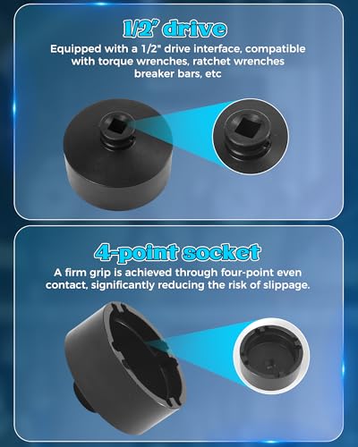13PCS Heavy Duty Grooved Lock Nut Sockets with 1/2'' KM0-KM12 Spindle Nut Socket Kit with Internal Teeth for Removing & Installing Automotive Axle Lock Nuts Compatible with KM KML HM HML HMLL