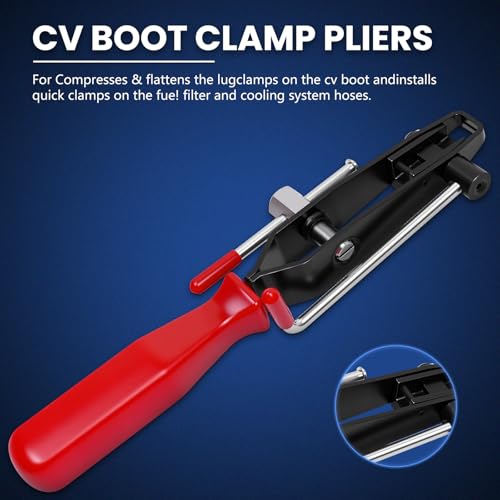 CV Boot Clamp Pliers Kit,Electrical Disconnect Pliers Fuel Filter Caliper with 10PCS Stainless Steel CV Boot Band Clamps
