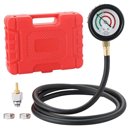 DASBET Exhaust Back Pressure Tester Kit with Carrying Case, Automotive Exhaust Back Pressure Gauge Set with 6-Foot Hose & Adapter(M12/M18) & 2 Hose Clamps Professional Automotive Diagnostic Tool