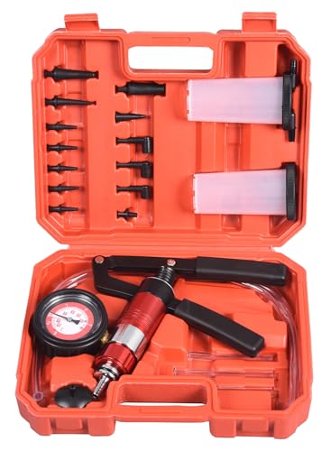 DHA 2 in 1 Brake Bleeder Kit Hand Held Vacuum Pump Pressure Tester Tool, One Man Vacuum and Pressure Pump Tester Brake Fluid Bleeding Kit for Car Motorcycle