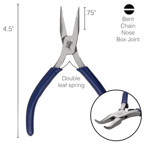 The Beadsmith Bent Chain-Nose Pliers | 4.5" Jewelry Making Tool for Crafting and Repair, For Reaching Difficult Angles, Steel Head w/ PVC Handles - style: Bent Chain Nose