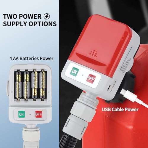 Fuel Transfer Pump (3.2GPM), 51" Hose Automatic Gas Pump Transfer with 4 Gas Can Fittings, USB and Battery Powered Portable Siphon Pump for Oil, Gasoline, Diesel (Hand-Trigger Nozzle w/Rubber Hose) - style: Hand-Trigger Nozzle w/ Rubber Hose