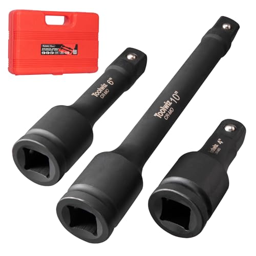 Toolwiz 3/4" Drive Impact Extension Bar 4", 6", 10" (3 Piece) Cr-Mo Steel | Expand Range of Impact Drivers, 3/4 inch Ratchet Wrench Extension Bar Socket Set Organized in Heavy Duty PVC Box, Black - size: 3/4" Drive (4", 6", 10")