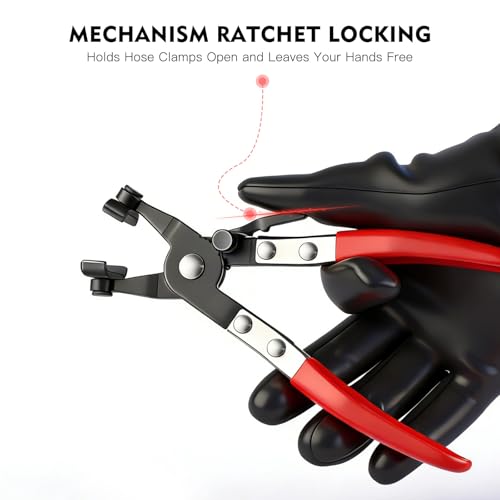 9PCS Hose Clamp Pliers Set, Locking Long Reach Hose Clamp Tool for Automotive, Flexible Wire Radiator Coolant Heater Hose Removal Pliers with Case for DIY Home Use