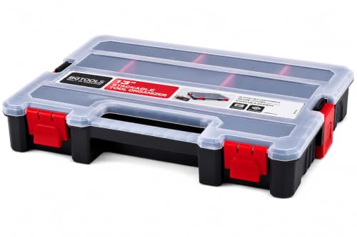 Small Parts Organizer Box – Stackable Hardware Storage Case with 20 Compartments & 12 Dividers – Heavy-Duty Nylon Screw, Drill Bit, Nut & Bolt Organizer for Garage, Toolbox, Workshop - color: b. 1pcs Set - Large Organizer