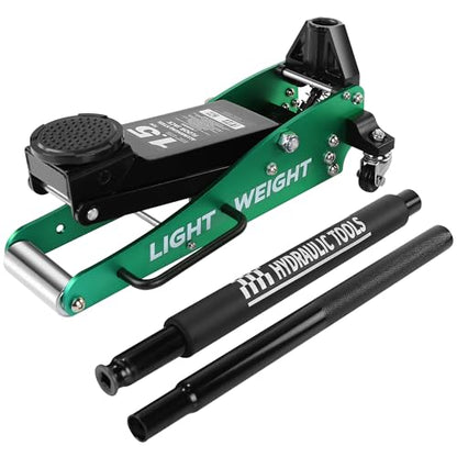 Aluminum Steel Hydraulic Floor Jack 3000lb Capacity Low Profile Dual Pump Quick Lift, Green Lightweight - color: Green